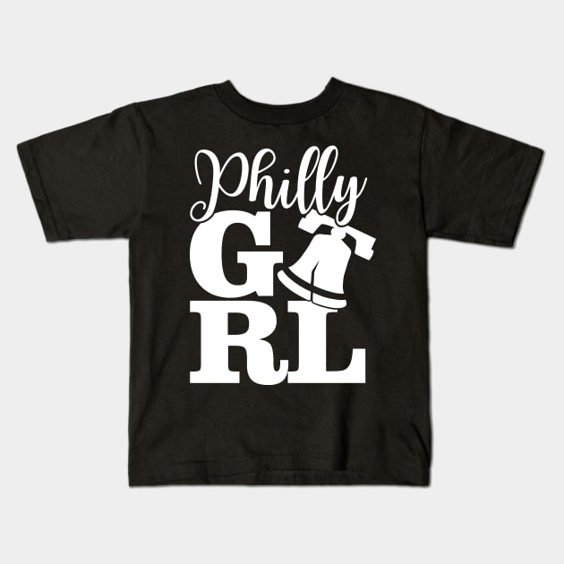 Philly Girl Liberty Bell Philadelphia Home Town Pride Philly Jawn Kids T-Shirt by grendelfly73